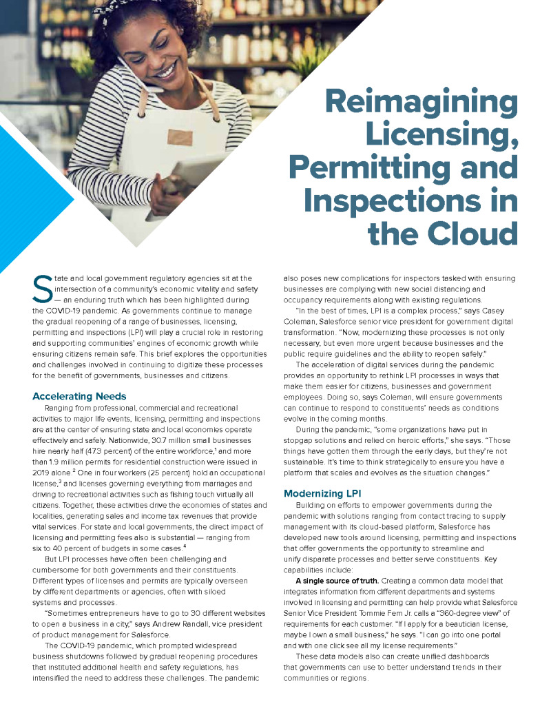 Reimagining Licensing, Permitting and Inspections in the Cloud