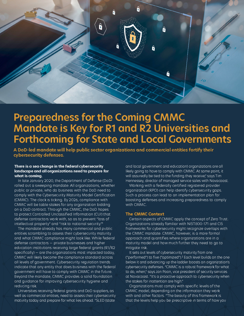 Preparedness for the CMMC Mandate is Key for Universities and Government