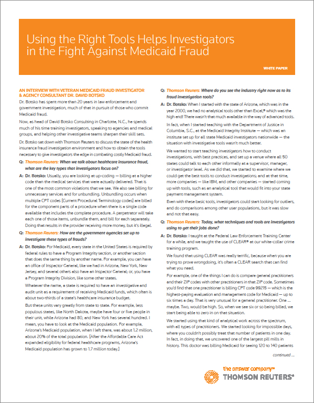 Using the Right Tools Helps Investigators in the Fight Against Medicaid Fraud