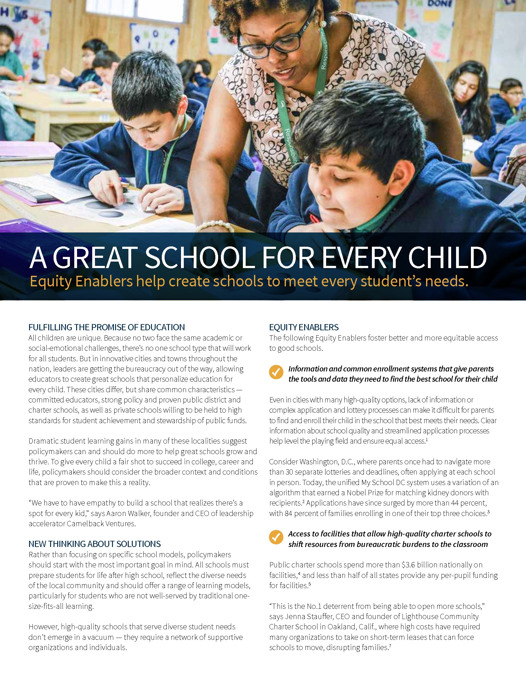 A Great School for Every Child: Equity Enablers help create schools to meet every student's needs