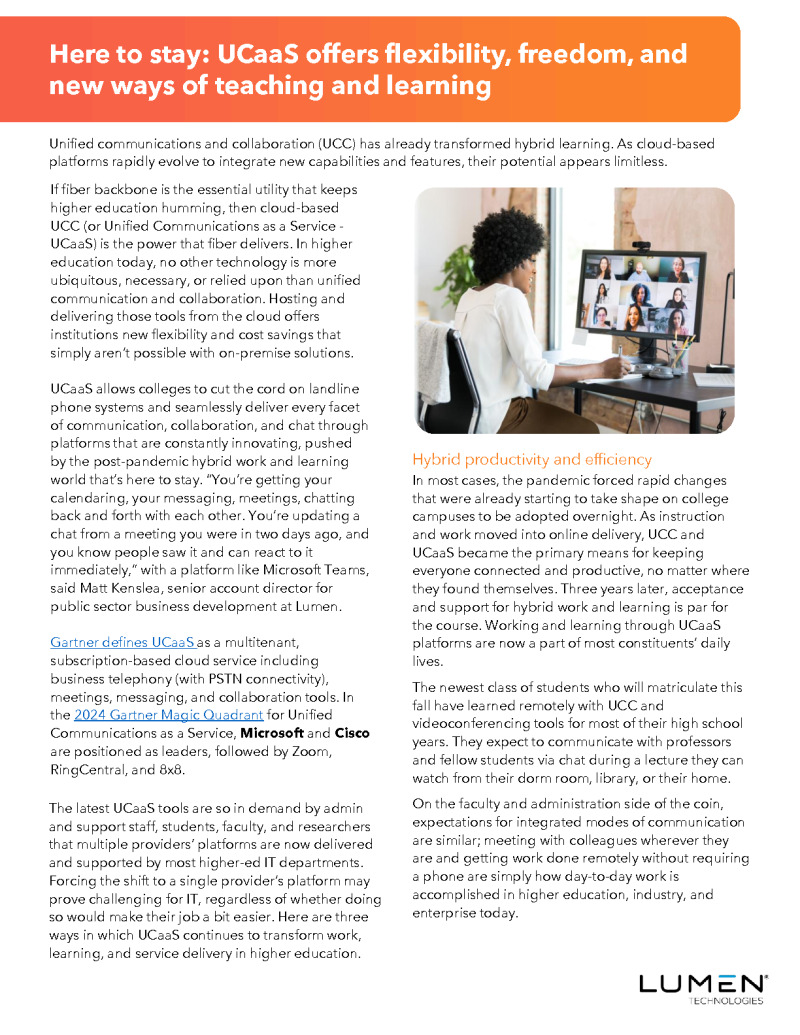 An Introduction to UCaaS: Keeping Higher Ed Connected Anywhere, Anytime