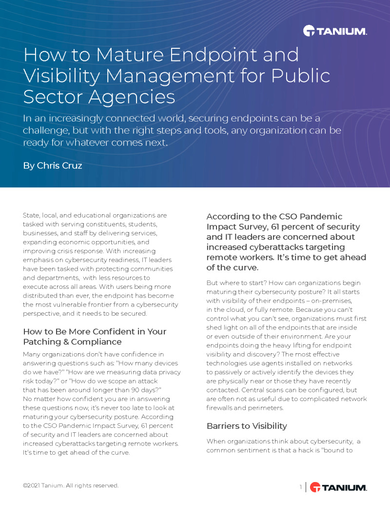 How to Mature Endpoint and Visibility Management for Public Sector Agencies