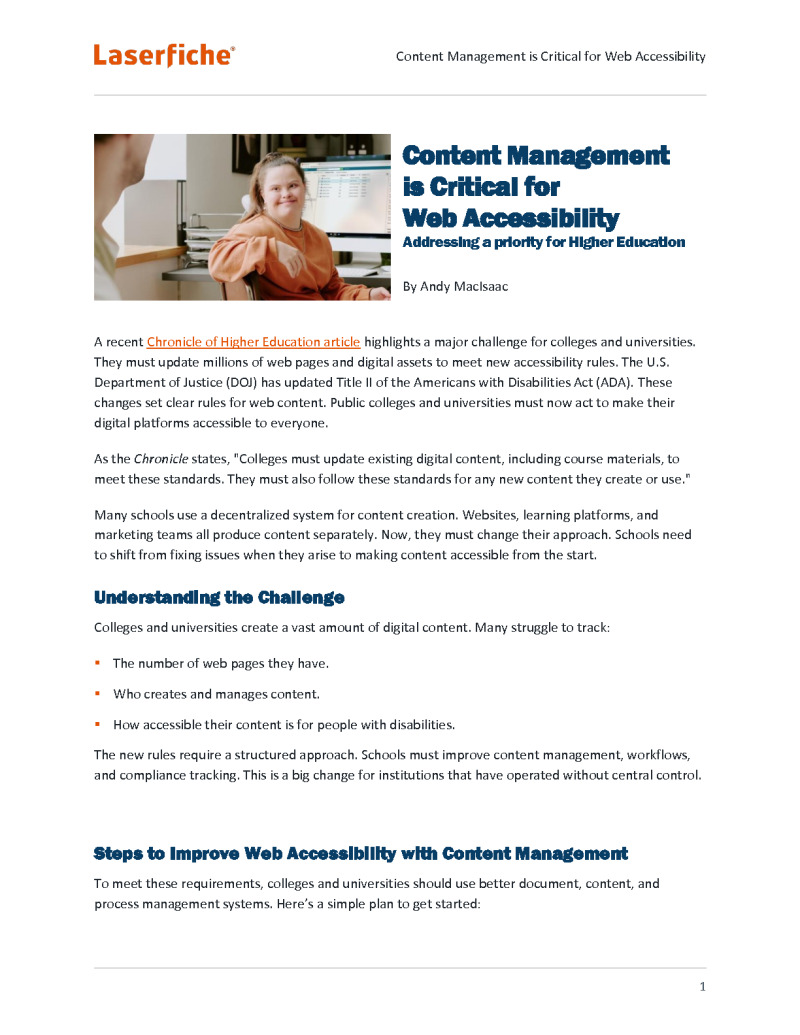 Content Management ADA Accessibility for Higher Education