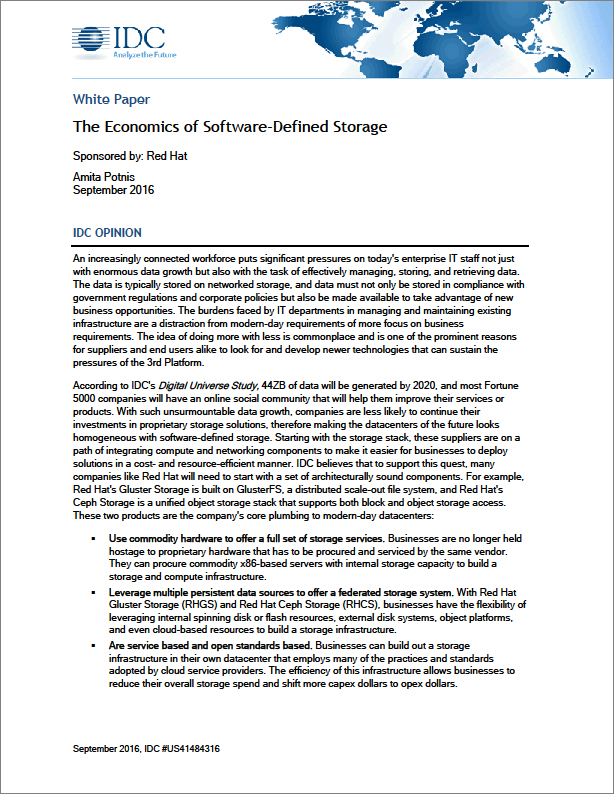 Economics of Softwaredefined Storage